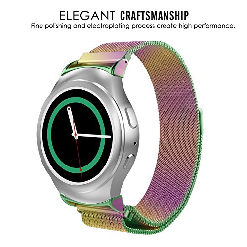Gear S2 Watch Band, MoKo Milanese Loop Stainless Steel Mesh Bracelet Smart Watch Strap + Connector for Samsung Gear S2 SM-R720 & SM-R730 Smart Watch (NOT FIT Gear S2 SM-R735), COLORFUL - Thumbnail 5