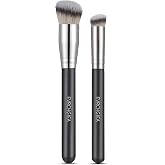 Angled Flat Foundation Concealer Contour Brush Set, 2PCS Dense Under Eye Nose Contour Kabuki Brush for Blending Setting Concealing Buffing with Liquid, Cream and Powder (170/270)&hellip;
