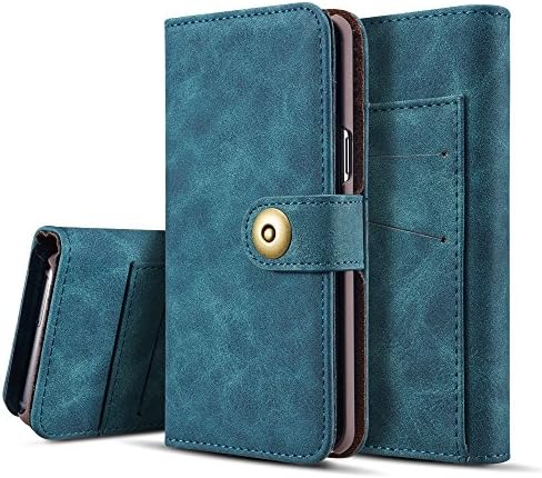 Galaxy S9 Plus Case, Vintage 2 in 1 [Magnetic Detachable] Flip Folio Wallet PU Leather Cases Removable Retro [4 Card Slots] Protective Bag Cover with Card Holder for Samsung Galaxy S9 Plus - Blue