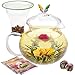 Teabloom Wings of Love Teapot - 40 oz. Borosilicate Glass Butterfly Teapot, Loose Leaf Tea Glass Infuser - 2 Free Blooming Tea Flowers included