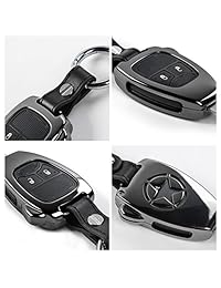 JeCar - Carcasa de metal para mando a distancia de llaves, carcasa de protección de llavero, casco con cadena para Jeep Wrangler JK JKU 2008-2017 Compass 2008-2015 Patriot 2011-2016