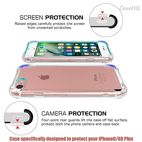 [2Pack] CaseHQ case for iPhone 6S Plus,iPhone 6 Plus,Crystal Clear Enhanced Grip Protective Defender Cover Soft TPU Shell Shock-Absorption Bumper Anti-Scratch Air Cushioned 4 Corners-(Grey+Pink) - Thumbnail 4