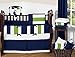 Sweet Jojo Designs Navy Blue and Lime Green Stripe Baby Boy Bedding 9 Piece Crib Set