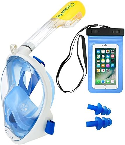 OCEANIZE WAY Full Face Snorkel Mask โ Anti Fog, 180 Degree View, Easy Breathe โ Extra Comfortable & Safe Unlike Snorkel Tube & Mask โ Snorkeling Gear with GoPro Mount, Waterproof case & Earplugs