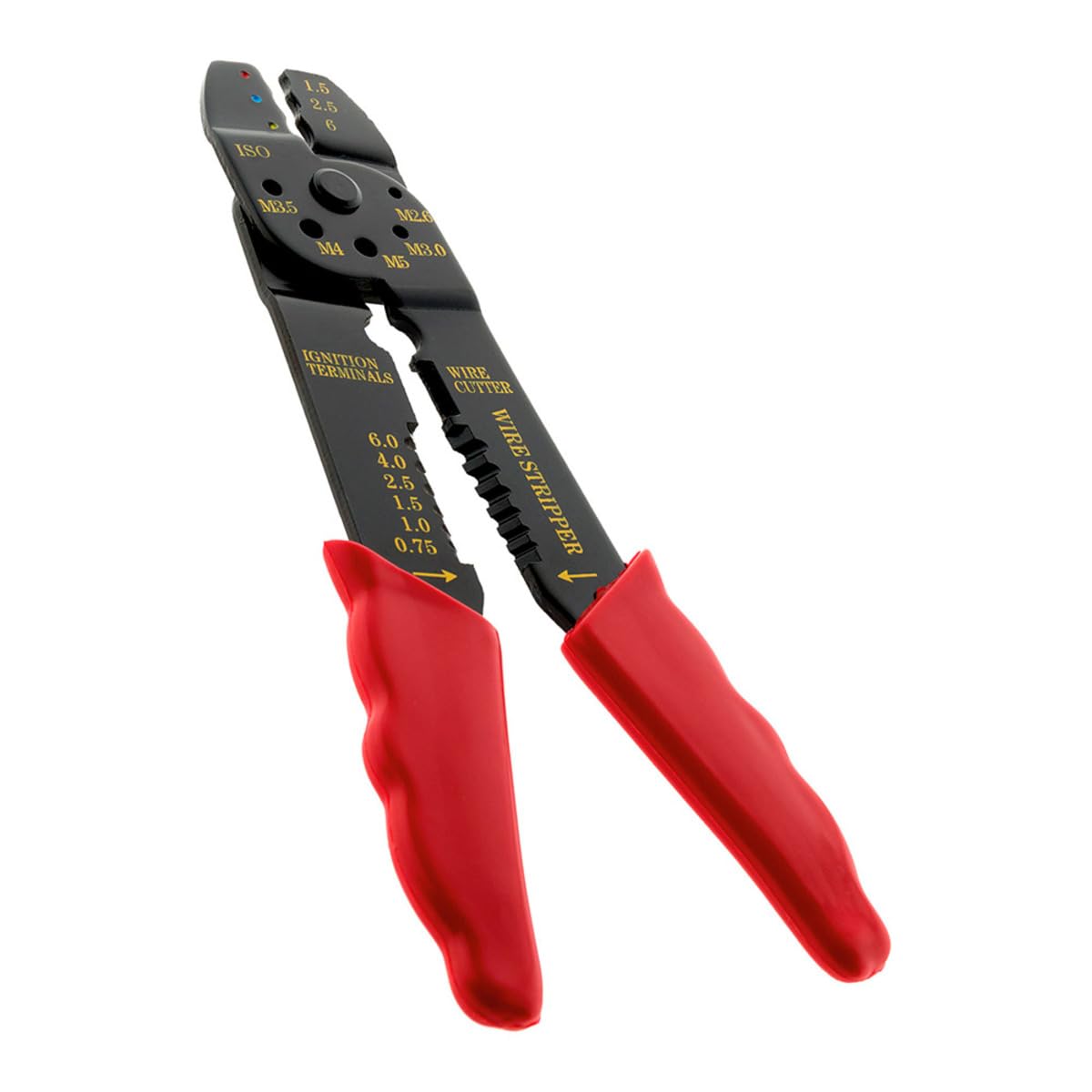 Zenitech - Crimping Pliers for Terminals and Unsheathed with Template - Complete Kit for Secure Electrical Connections - Practical for Daily Use - Red - 20cm