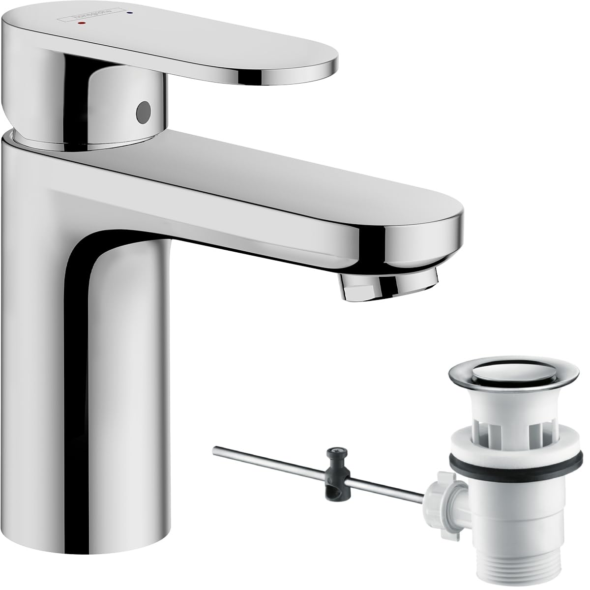 hansgrohe Vernis Blend Basin Mixer Tap 100 with pop-up waste set, chrome, 71551000