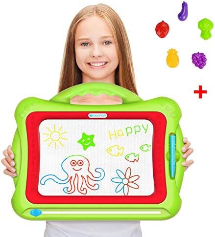 Magnetic Drawing Board - Geekper Magna Doodle Board for Toddlers , Erasable Writing Sketching pad Upgrade Version Green with 5 Shape Stamps , Educational Learning Toys