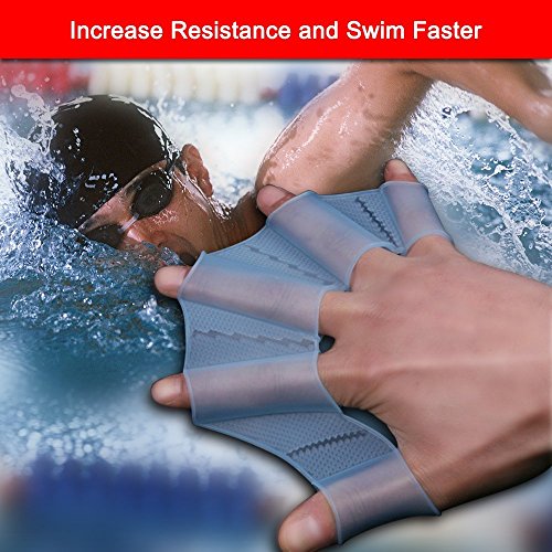 Hosaire 1pair Swimming Gloves Frog Soft Silicone Swimming Fins Flippers Frog Blue