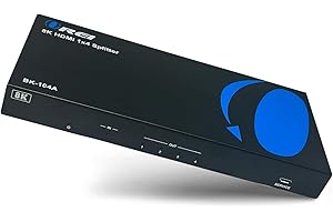 OREI 8K HDMI Splitter 1 in 4 Out, 1 x 4 Duplicate/Mirro Screen with Audio Extractor UltraHD Supports Upto 4K @ 120Hz IR EDID HDCP 2.3 for PS5, Xbox, NVIDIA (BK-104A)