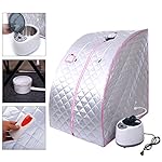 JAXPETY 2L Portable Steam Sauna Silver / Pink Tent SPA Detox-Weight Loss with Chair