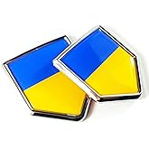 Newperlite Ukraine Flag Decal Sticker Car Emblem Ukrainian Flag Car Decoration Accessories Chrome Shield for Truck Vehicles Cars, 2 Pack