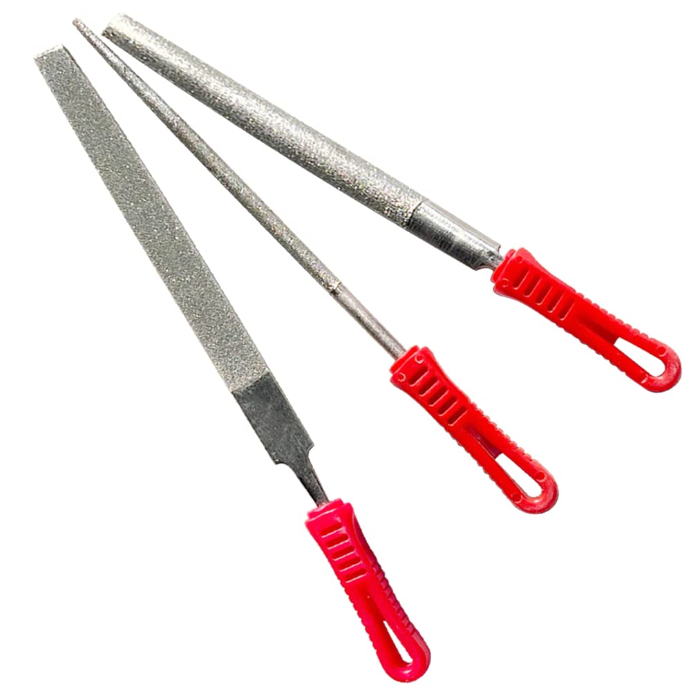 SI FANG 3Pcs Diamond Coated File Set -Half Round/Flat/Round Style,200mm/8inch Hand File DIY Polishing Tools,Needle Files Set Metal & Wood,Jewellery,Ceramic Tile,Jade,Marble,Rock,Bone,Silver