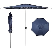 Abba Patio Lyon Parasol D'extérieur De 2,3 M, Parasol De Table D'extérieur Avec Bouton-poussoir D'inclinaison Et Manivelle, Parasol De Marché, 6 Baleines Robustes, Protection UV, Imperméable, Pour