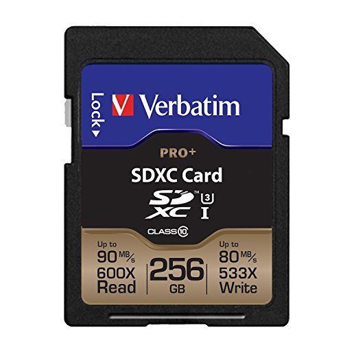 Verbatim 256GB ProPlus 600X SDXC Memory Card, UHS-1 U3 Class 10, 99141