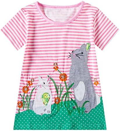 Huata Little Girls Short Sleeve Casual T-Shirt Dresses
