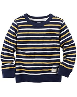Carter's Boy L/S Striped Pocket Tee; Navy, 3 Months