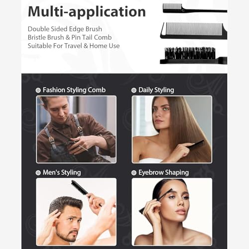 Barra de para El Cabello, De Hair Con 3 Peines, barra de para pelucas de control de bordes barra para el cabello no graso Pomada de pelo para Flyaways borde Frizz pelo