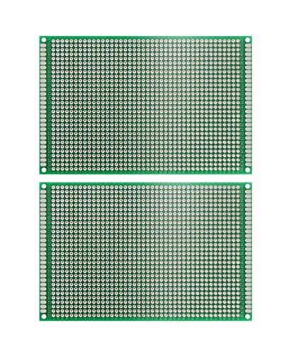 LampVPath (Pack of 2) PCB Prototype Board, Double Sided PCB Proto Board for DIY Solder Breadboard, 8cm X 12cm(3.150" X 4.724") Universal Printed Circuit Board