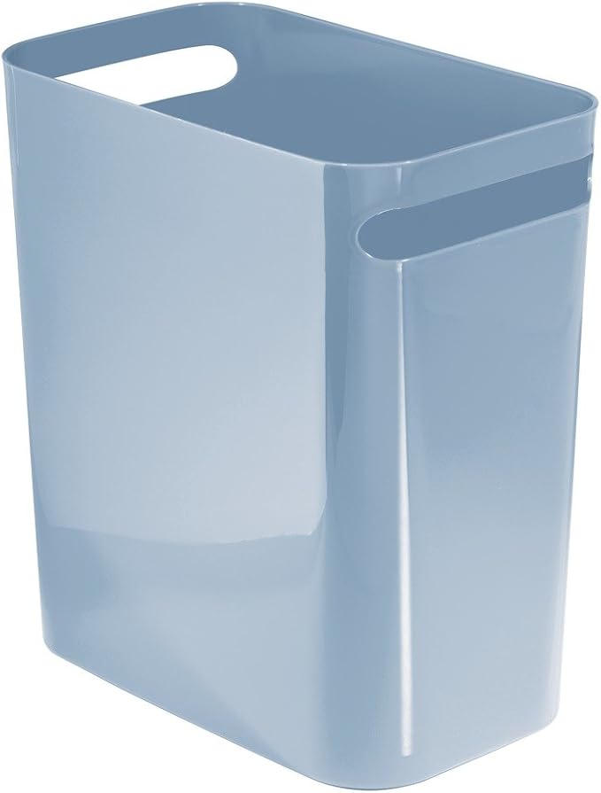 iDesign Una Rubbish Bin with Handles, Plastic Wastepaper Bin for Office