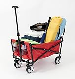YSC Wagon Garden Folding Utility Shopping Cart,Beach Red