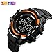 Gosasa New Life Big Dial Men 3D Pedometer Heart Rate Monitor Calories Counter Fitness Tracker Digital Display Watch Outdoor Sports Watches Orange