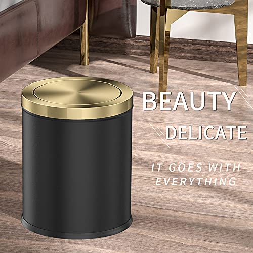 LEASYLIFE Bathroom Garbage can with lid, Trash Can with Flipping Lid