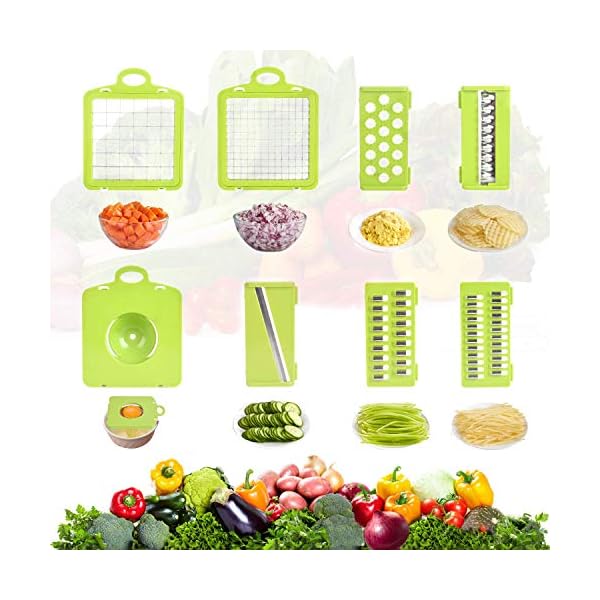 FUKTSYSM-Mandolin-Slicer-Newest-Design-Vegetable-Chopper-11-in-1-Mandoline-Slicer-Adjustable-Vegetable-Cutter-Vegetable-Cutter-with-Julienne-Grater-Include-Clean-Brush-and-Hand-Guard FUKTSYSM Mandolin Slicer - Newest Design Vegetable Chopper, 15 in 1 Mandoline Slicer Adjustable Vegetable Cutter…