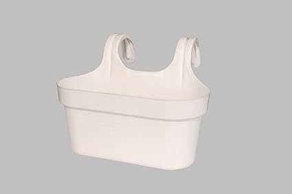 Natures Plus Glory Double Hook Pot 13.5 Inch ,Plastic Vertical Hook Hanging Planter (White, Pack of 1)