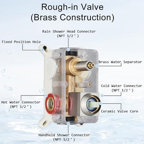 Votamuta Shower Faucet Set Brushed Nickel Shower System,Shower Faucet with 10 Inch Rain Shower Head and Handheld,Shower Faucets Sets Complete Shower Combo Set Rough-in Valve and Trim Kit Include