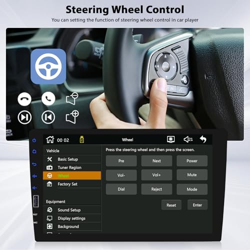 Inefala Car Radio 1 DIN with Wireless CarPlay and Android Autoradio, Car Radio Bluetooth 1 DIN, 9 Inch Touch Screen Car Radio Support Mirror Link/FM Radio/USB/Backup Camera
