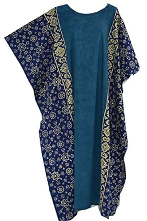 Cool Kaftans Fiji Blue Cotton Coat Shirt Ladies Long Dress Cool Kaftans Fiji Blue Cotton Coat Shirt Ladies Long Dress