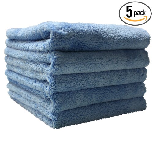 UPC 712392997515, (5-Pack) THE RAG COMPANY 16 in. x 16 in. Eagle Edgeless Blue Professional Korean 70/30 Super Plush 480gsm Microfiber Detailing Towels