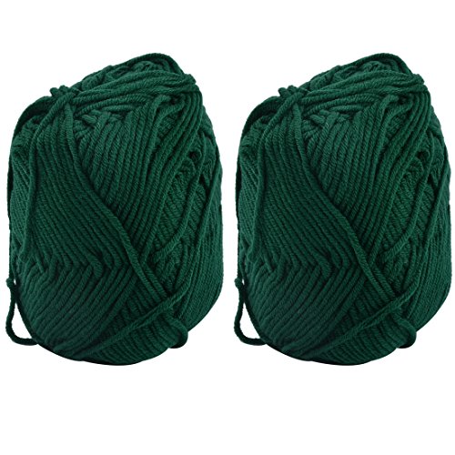 uxcell Festival Gift DIY Scarf Sweater Hat Knitting Sewing Yarn String Cord 100g 2pcs Dark Green