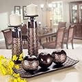 Dublin Decorative Candle Holder Set of 2 - Home Decor Pillar Candle Stand, Coffee Table Mantle Decor Centerpieces for Fireplace, Living or Dining Room Table, Gift Boxed (Coffee Brown)