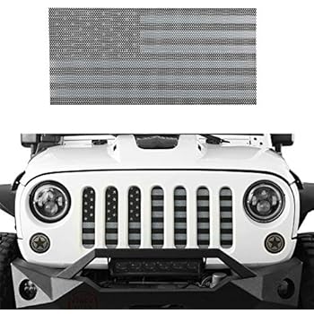 Hooke Road Front US American Flag Jeep Grille Insert Old Glory for 2007-2018 Jeep Wrangler JK & Wrangler Unlimited (Black Out)