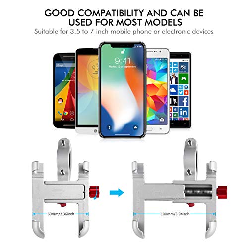HOMEASY Universal Bike Phone Mount, Motorcycle Handlebar Cellphone Bicycle Holder Sliver Adjustable, Fits iPhone Xs|XS Max, XR, X, Galaxy S9, Holds Phones from 3.5-7" Wide (Updated Version)