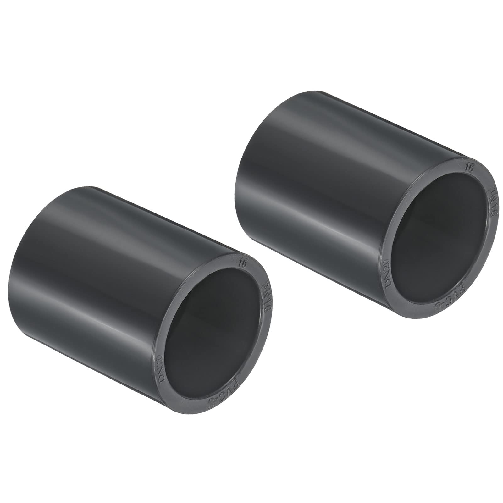 PATIKIL UPVC Pipe Fitting 25mm 0.98 Inch Socket, 2 Pack Straight Coupling Adapter Connector, Dark Grey