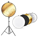 Neewer Photo Studio Lighting Reflector and Stand Kit: 43 inches/110 centimeters 5-in-1 Multi-Disc Reflector,75-inch Light Stand and Metal Reflector Clamp Holder for Photo Video Portrait Photography