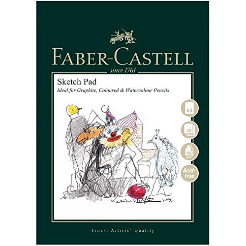 Faber-Castell Art & Graphic Sketch Pad, A3, Acid Free Gummed Paper Pad, 160 GSM, 40 Sheets for Graphite, Pencil, Coloured and Watercolour Pencils, Charcoal, Pitt Pens, Arts, Craft, Home and School