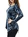 Allegra K Women's Tie Dye Irregular Hem Shirt Round Neck Long Sleeves Casual Top Medium Blue