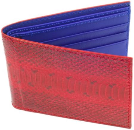 SnakeSkin Leather Wallet, BiFold, 6 Credit Card Slots, Red