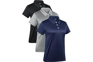 ORRSTARRY 3-Pack Women's Short-Sleeve Sport Polo Shirts Quick Dry Moisture-Wicking Activewear Polos Tops for Work
