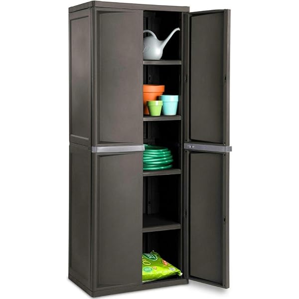 Amazon Com Starplast 88811 Vertical Partition 4 Shelves Silver Black Storage Cabinet Garden Outdoor