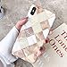 Brown & Maroon Rhombic Marble Pattern Design, Slim Fit Clear Bumper Soft TPU Full-Body Protective Cover Case for XS Max 6.5'' (Plaid Marble)