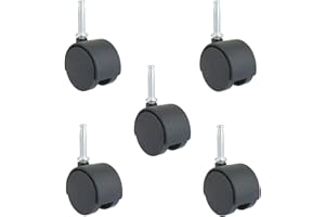 MySit 2-Inch Stem Caster Wheels, Stem 8 x 38mm or 5/16-Inch Diameter and 1.5 inch Long - Set of 5
