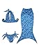 JFEELE Mermaid Swimsuit For Kids Toddler Baby Girls 2 Piece Swimsuit with Mermaid Tail Swimwear Bikini Set - 2-8T,17 Colors