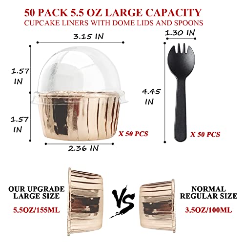 5.5 Oz Baking Cups With Lids 50 Pack,LNYZQUS Foil Cupcake Liners Muffin