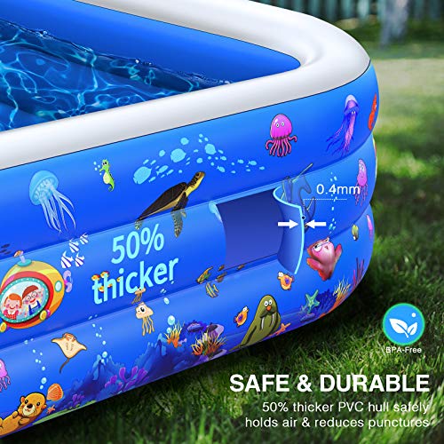 Inflatable Swimming Pool, Family Lounge Pool Kiddie Pool for Kids, Adults, Infant, Toddlers, Garden, Backyard, Outdoor… - Image 3