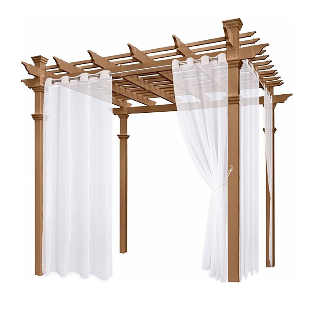 Bozaap White Sheer Outdoor Curtains,Waterproof Garden Patio Gazebo Sunscreen Blackout Curtains Sun Blocking Curtains for Bedroom Porch Pergola Cabana,132 * 213 cm