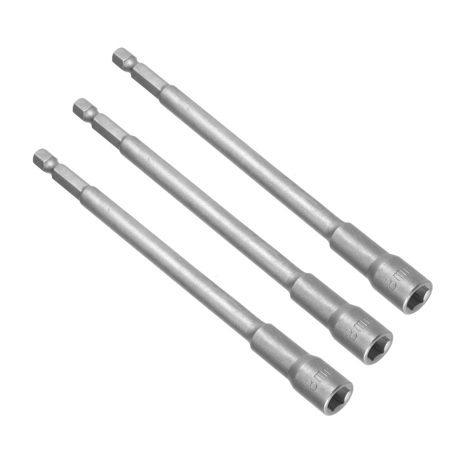 CoCud Quick-Change Nut Setter Driver Bit, 8mm Metric 150mm Length 1/4" Shank, CR-V No-Magnetic Straight Shank Setter Drill Bits - (Applications: for Auto Repair) - 3pieces